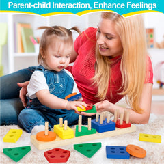 Wooden Shape Sorter & Learning Puzzles for Toddlers