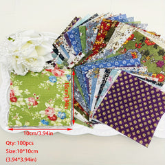 100pcs 3.9in Dark DIY Printed Cotton Fabric Sewing Quilting Material