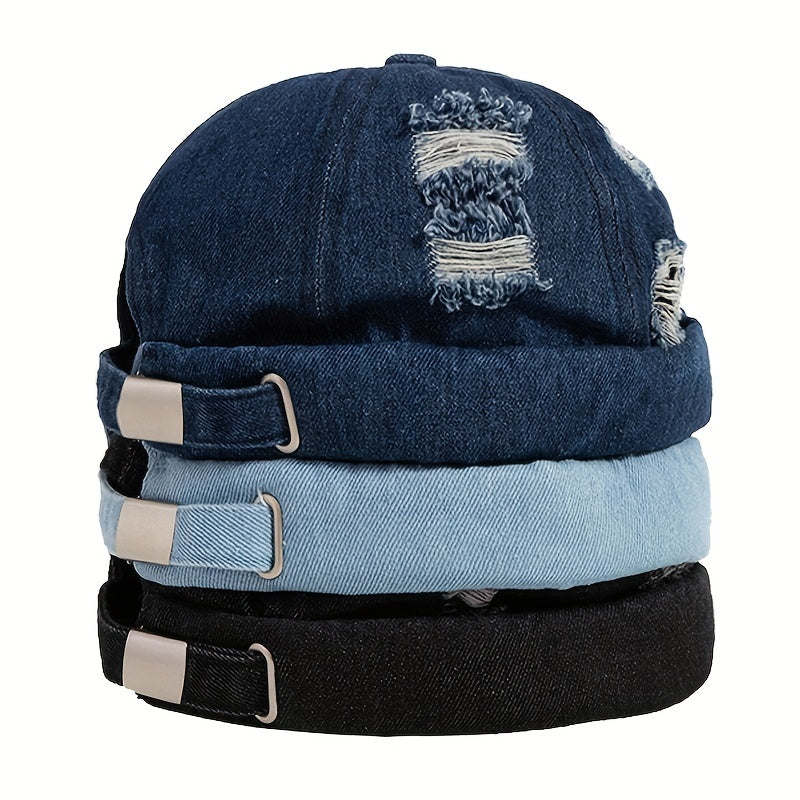 Vintage Jeans Men Brimless Cap Rolled Cuff Retro Hat
