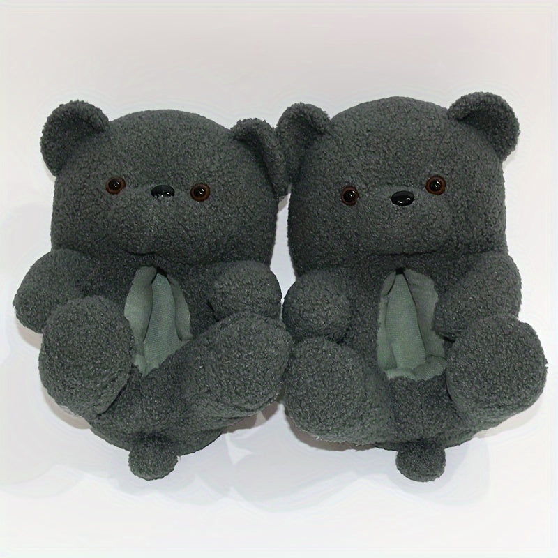 Girls' Cartoon Bear Slip On House Shoes - Non Slip Soft Bottom Shoes for Indoor