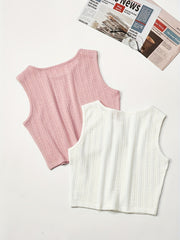 Textured 2pcs Tank Top Sleeveless Summer Women's Clothing