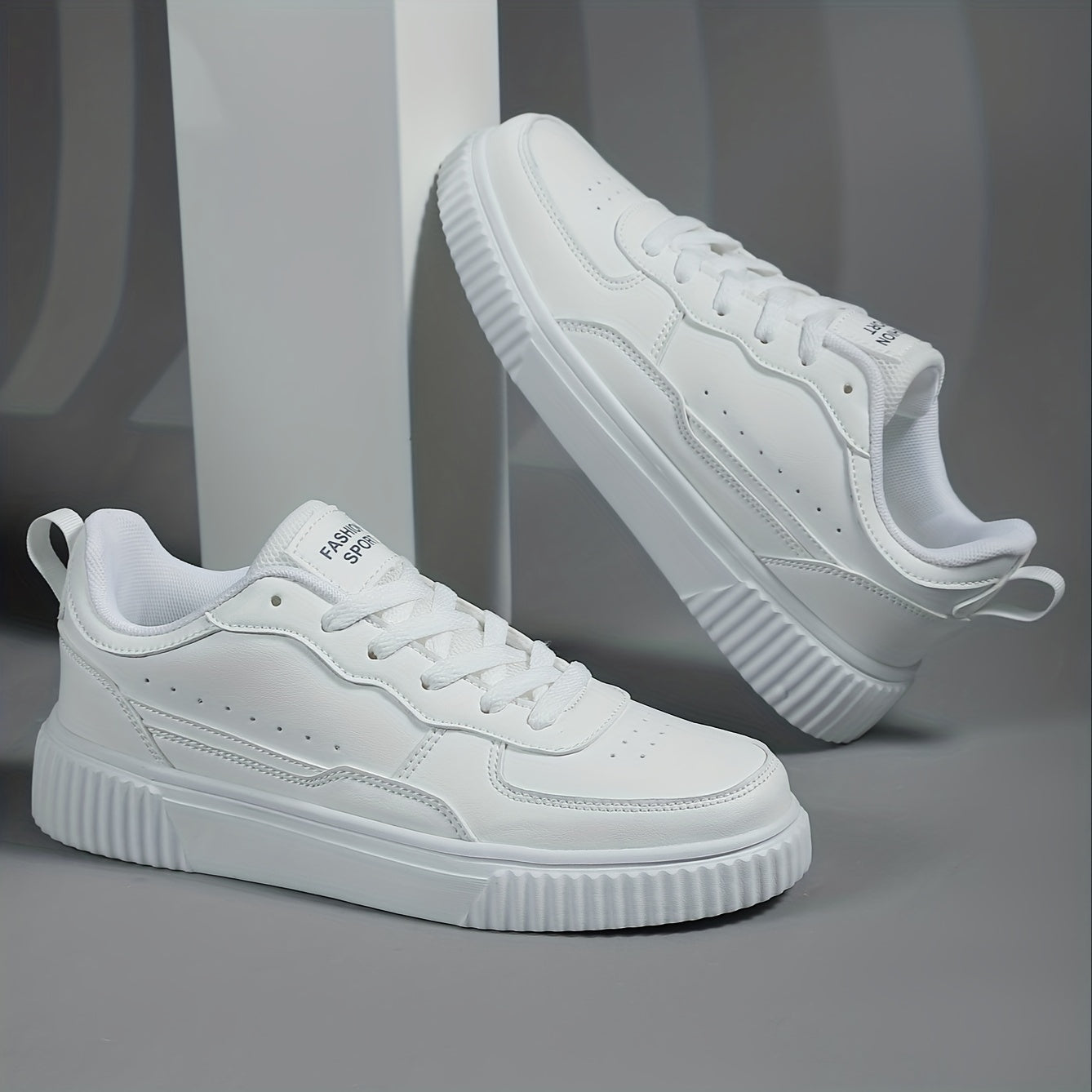 Men's Lace-Up Sneakers PU Leather Upper Skate Shoes