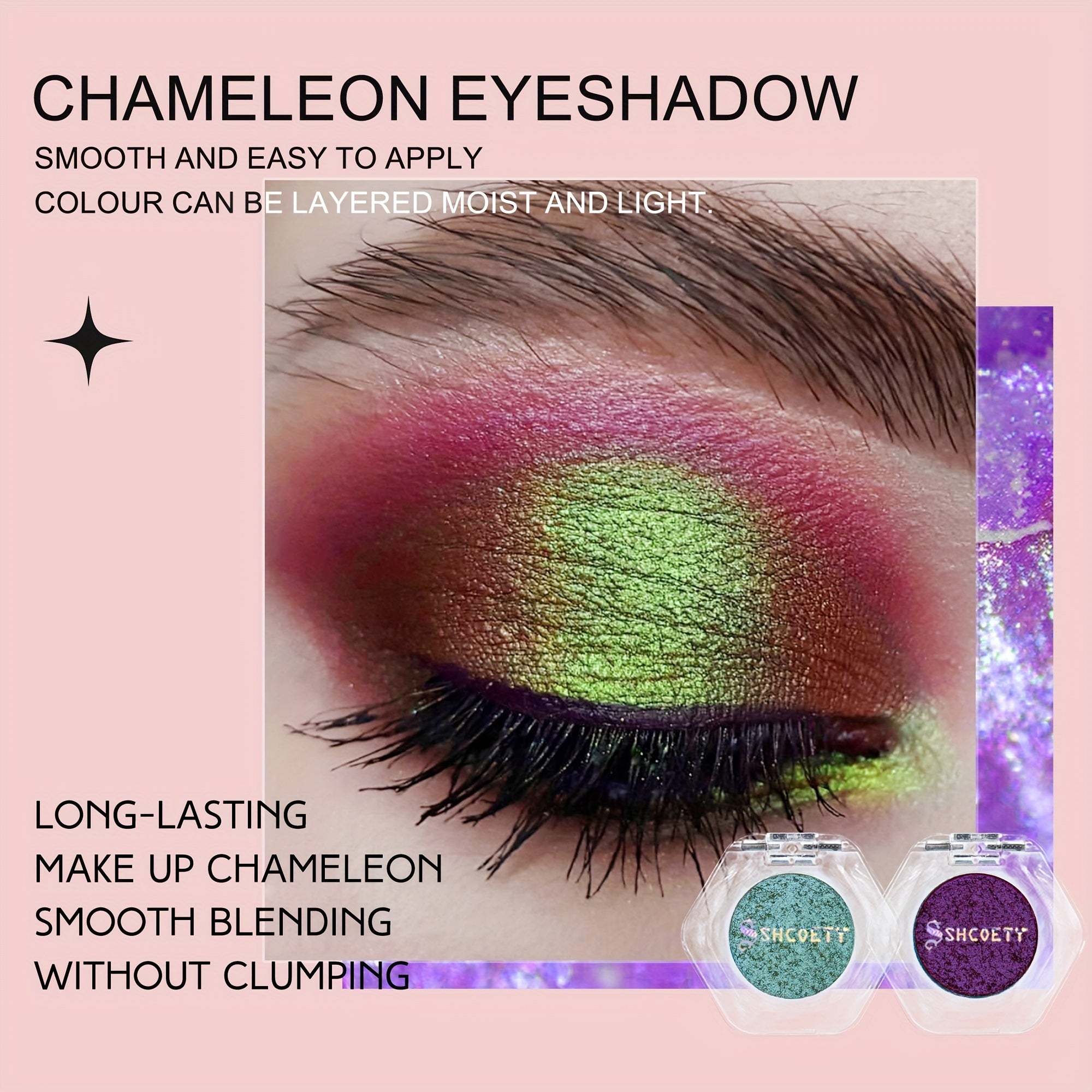 Monochromatic Chameleon Eyeshadow Palette, Sparkle Green Eyeshadow Powder