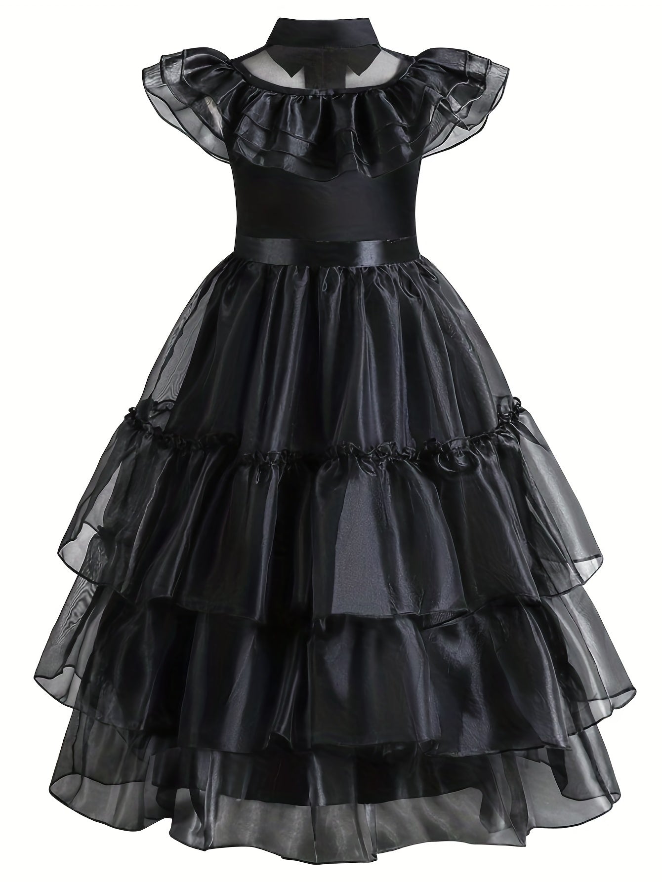 Girls Halloween Party Sleeveless Dress with Ruffled Trim
