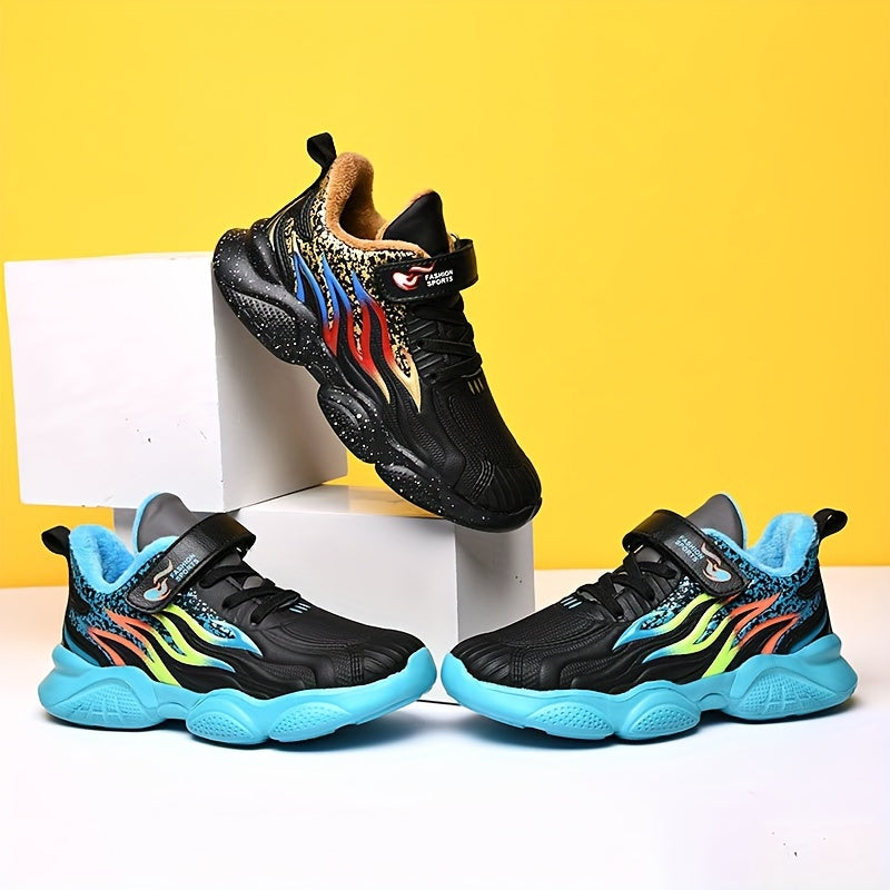 Boys' Casual Fleece Sneakers - Anti Slip Warm Shoes