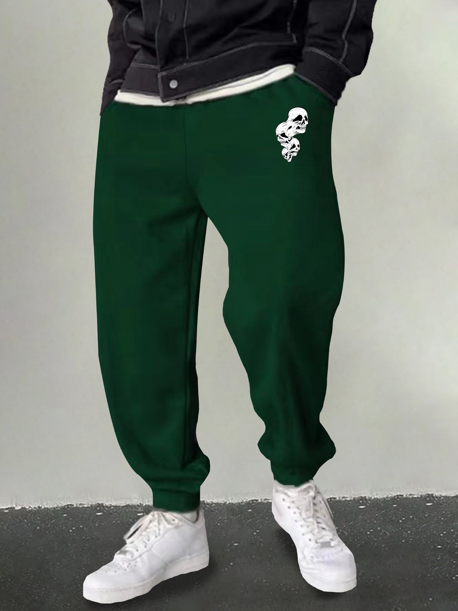 Men's Skull Graphic Sweatpants Casual Drawstring Loose Joggers