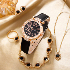 Rhinestone Quartz Watch & Jewelry Set