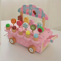 Wooden Playhouse Ice Cream Truck & Dessert Shop Role Playing Toys