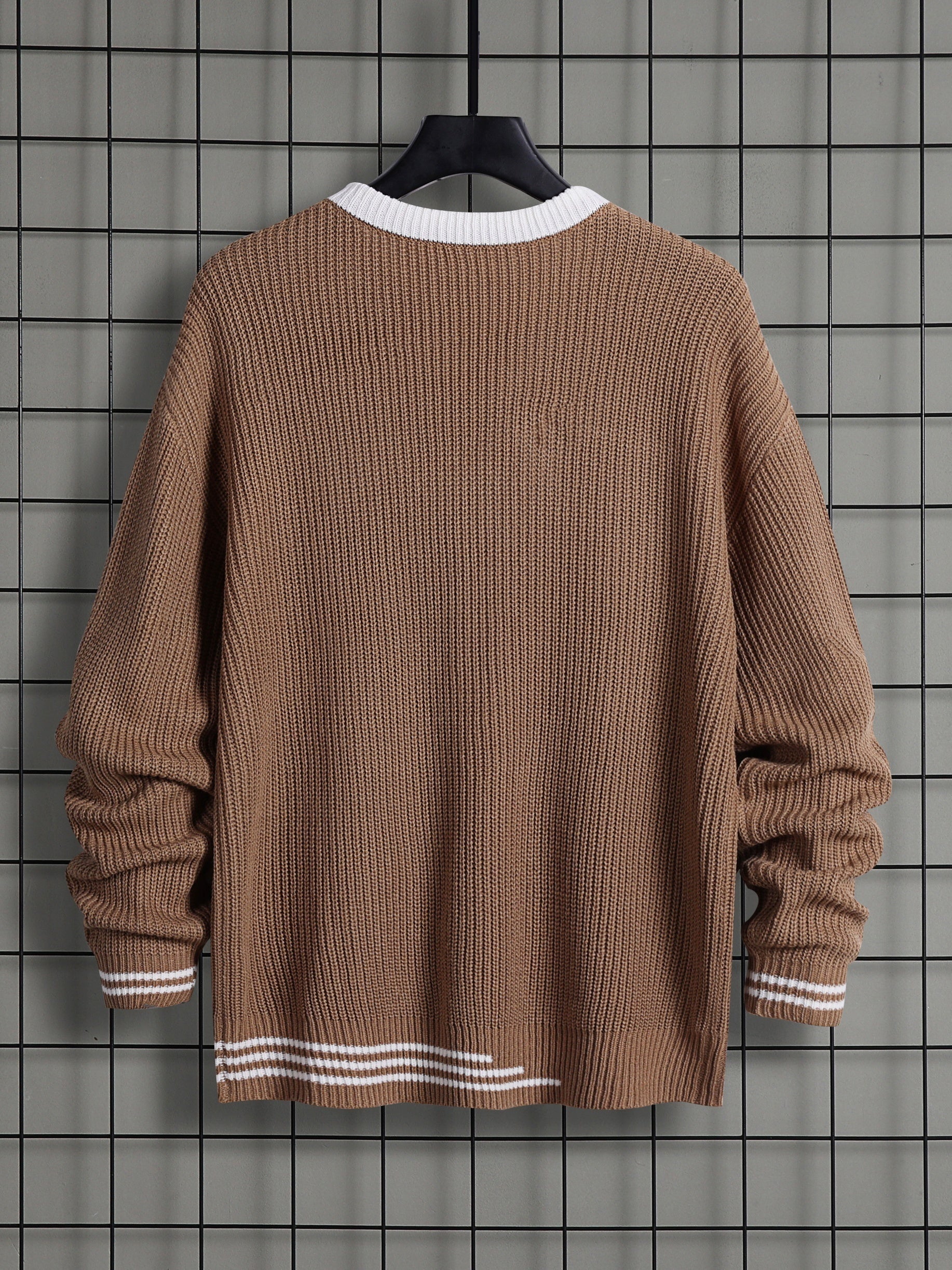 Men's Knitted Sweater Warm High Stretch Pullover for Fall Winter