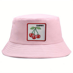 Reversible Cherry Embroidery Bucket Hat