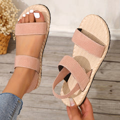 Women's Comfy Flat Sandals Open Toe Elastic Strap Slip On Shoes