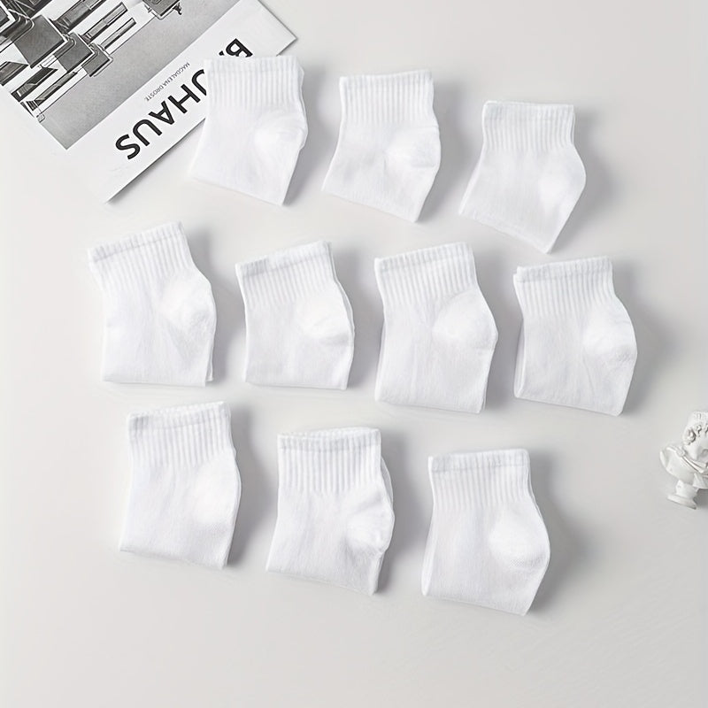 10 Pairs Women's Comfy Breathable Solid Socks All-match Stockings
