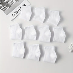10 Pairs Women's Comfy Breathable Solid Socks All-match Stockings