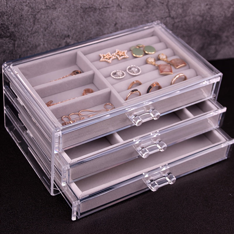 Plush Jewelry Tray Cabinet Drawer Style Jewelry Storage Box