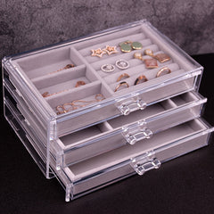 Plush Jewelry Tray Cabinet Drawer Style Jewelry Storage Box