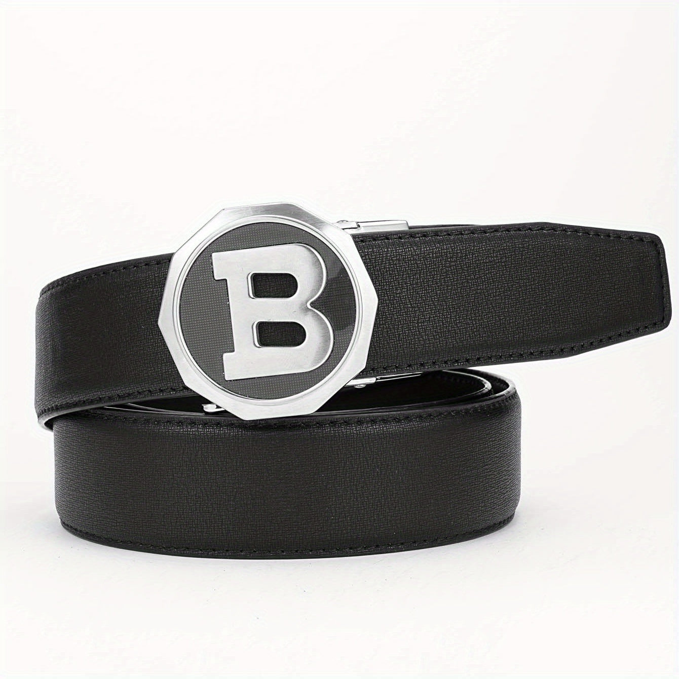 Big B Letter Belt for Men Automatic Buckle PU Leather