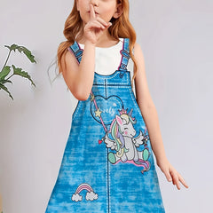 Girls Unicorn Sleeveless Dress Summer Party Gift