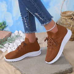 Women's Lightweight Lace-up Athletic Running Shoes Non-slip Casual Sneakers
