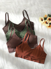 Solid Ribbed V Neck Backless Crop Top Women's Lingerie
