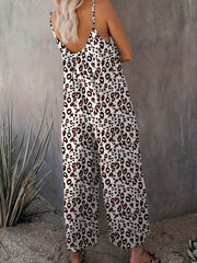 Leopard Print Cami Jumpsuit with Pockets