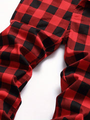Boys Plaid Cotton Jeans Skinny Slim Fit Washed Denim Long Pencil Pants