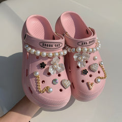 Pearl Flower Chain Shoe Charms For Clogs DIY Shoes Accessories
