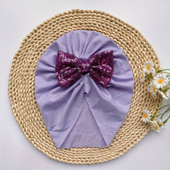 Soft Elastic Baby Sequin Bow Turban Hat