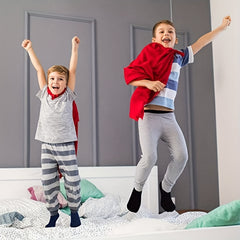 12 Pairs Toddler Boys Socks with Grip Non-slip Bottom Comfy Crew Socks for Kids