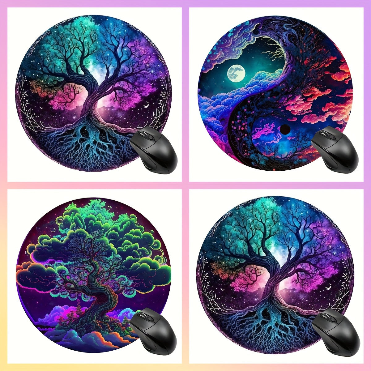Tree Round Mouse Mat Mouse Pad Non Slip Rubber Base Small Size 7.8 X 7.8inch