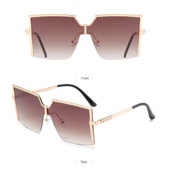 Vintage Semi Rimless Women's Sunglasses Gradient Eyewear