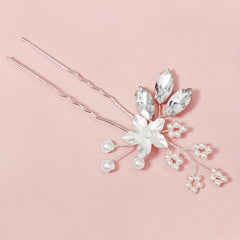 Crystal Faux Pearl U-shaped Hairpin Bride Head Jewelry