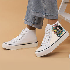 Anime Girl Pattern Lightweight High Top Breathable Canvas Sneakers