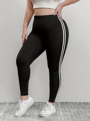 Casual Leggings 2 Strips Medium Stretch Sporty Bottoms