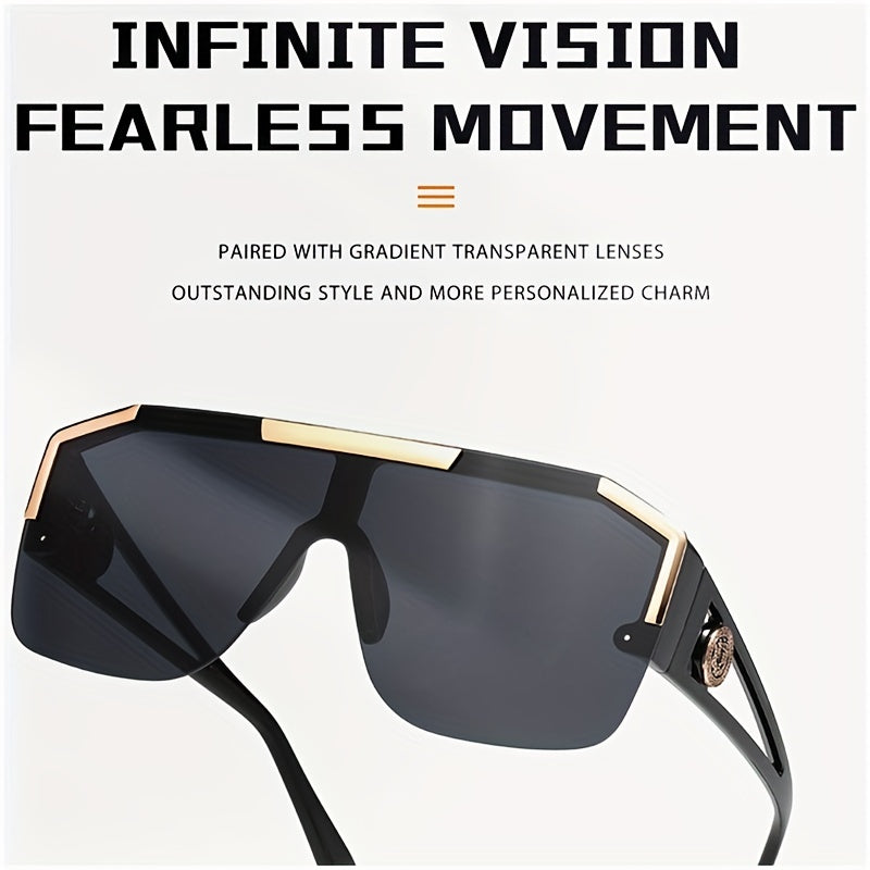 Men's Hollow Lion Head Large Frame Sunglasses