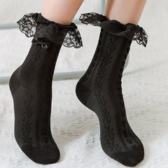 3D Textured Ruffle Socks Sweet & Mid Tube Women's Stockings