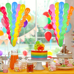 100 Pcs 6 Cm Latex Spiral Long Balloons Colorful Rainbow Twisted Balloons