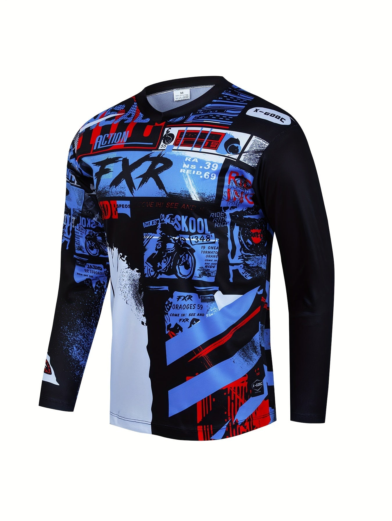 Men's Motocycle Pattern Cycling Jersey - Active Breathable Moisture Wicking