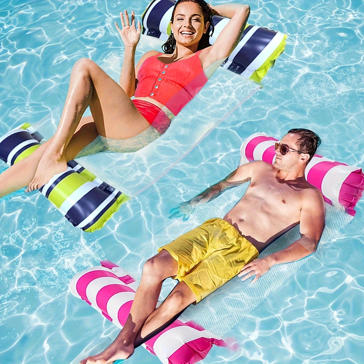 2 Pack Inflatable Pool Floats for Adults Hammock Lounge Chair Drifter