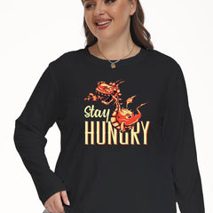 Dragon & Letter Print Lounge Top Long Sleeve Crew Neck Tee