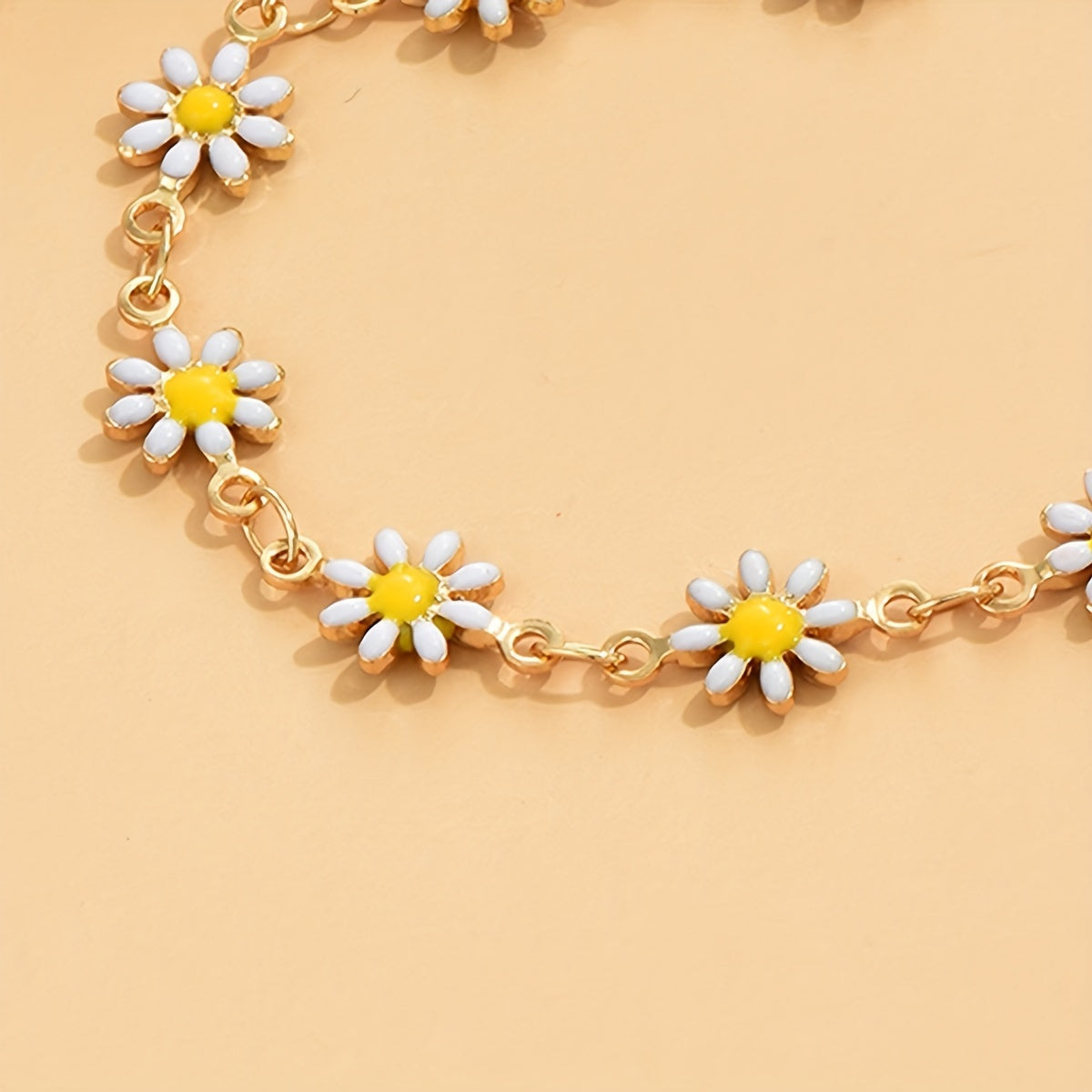 Oil Flower Beads Chain Anklet 14K Plated Alloy Bracelet