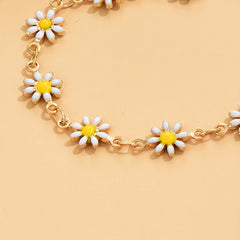 Oil Flower Beads Chain Anklet 14K Plated Alloy Bracelet
