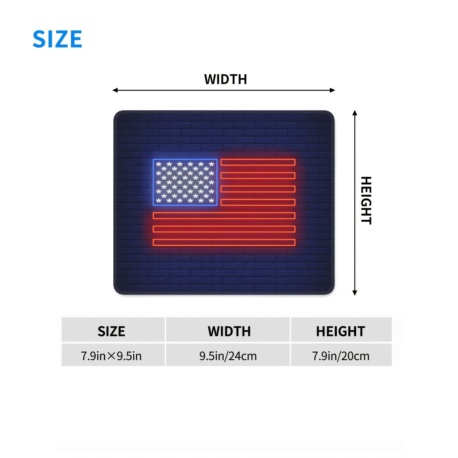 Neon American Flag Pattern Mouse Pad 20x24cm for Home Office Laptop