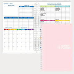 Pink PVC Hardcover Budget Planner Monthly Finance Tracker Undated Budget Book