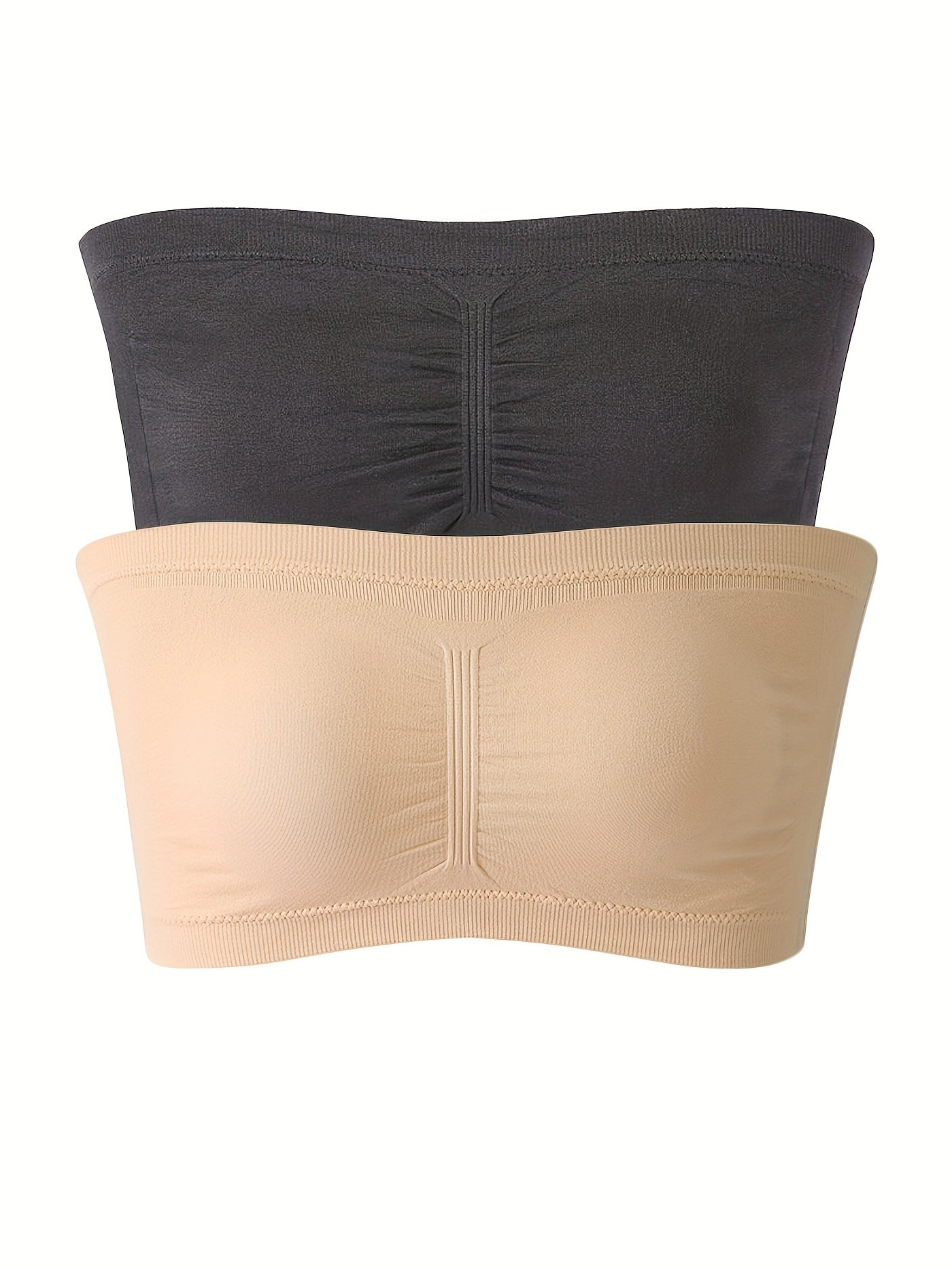2pcs Strapless Bandeau Bras Soft Stretch Everyday Bra Women's Lingerie
