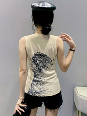 Graphic Print Tank Top Crew Neck Sleeveless