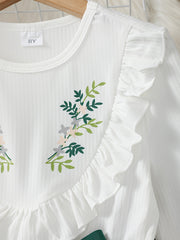 Girls' Floral Ruffle Knit Top A Line Midi Dress