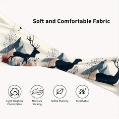 Deer & Mountain Landscape Headband Stretchy Breathable Polyester