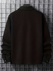Men's Solid Jacket Spring Autumn Button Up Jacket For Males