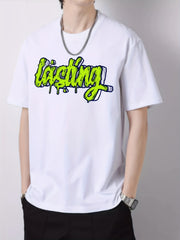 Men's Crew Neck Vintage T Shirt Loose Casual Top for Spring Summer