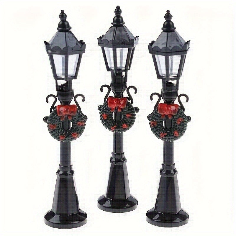 3pcs Dollhouse 1:12 Scale Street Lights Pathway Lamppost Lamp Model
